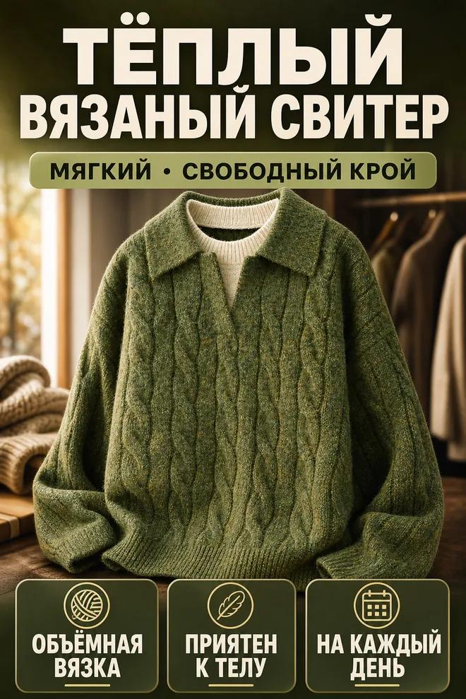 Свитер мужской шерстяной круглый вырез