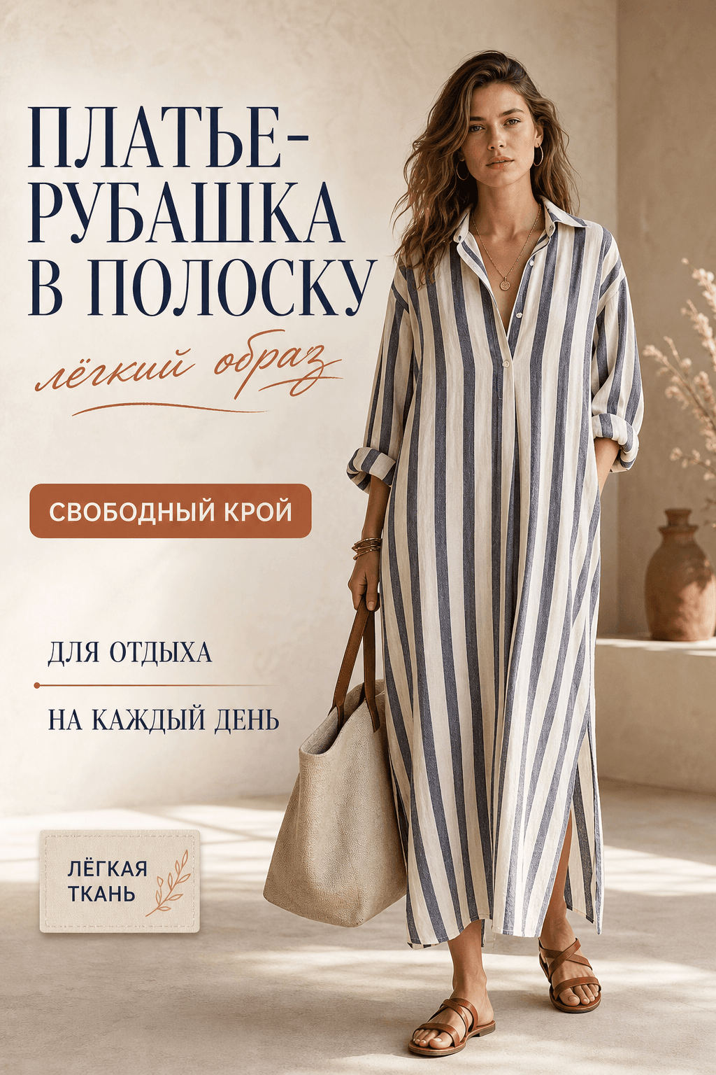 Платье летнее свободного кроя миди